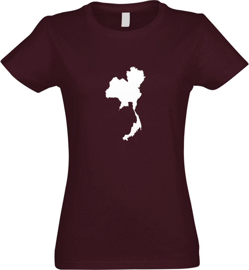 Kiwistar - T-Shirt tailliert - Damen - Burgund - Thailand Umriss Kontur - mit Motiv Bedruckt - Funshirt Design - Sport - Freizeit - Damen - XXL