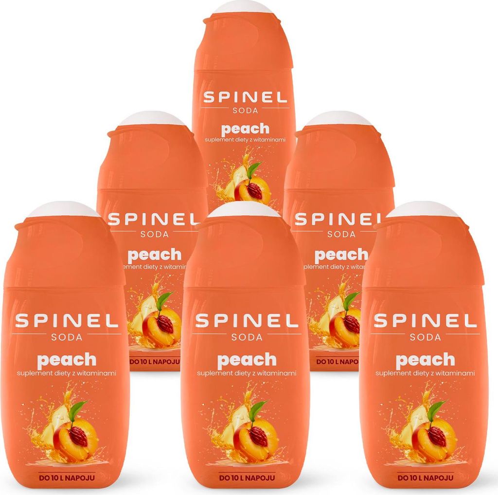 Spinel Soda Pfirsich Sirup 65ml, 6 Stück für SodaStream Wassersprudler