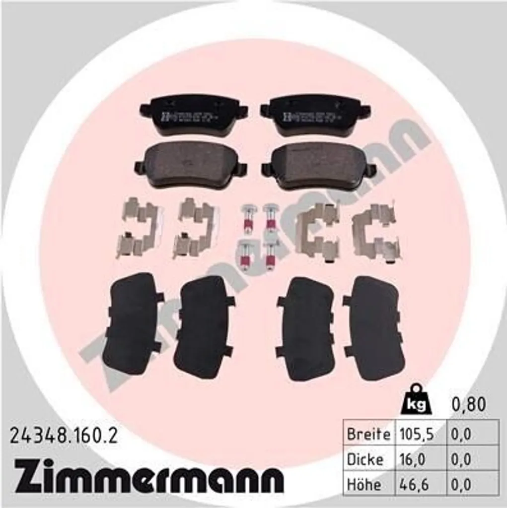 Kit plaquettes de frein avant pour Fiat Croma 24348.160.2 Zimmermann