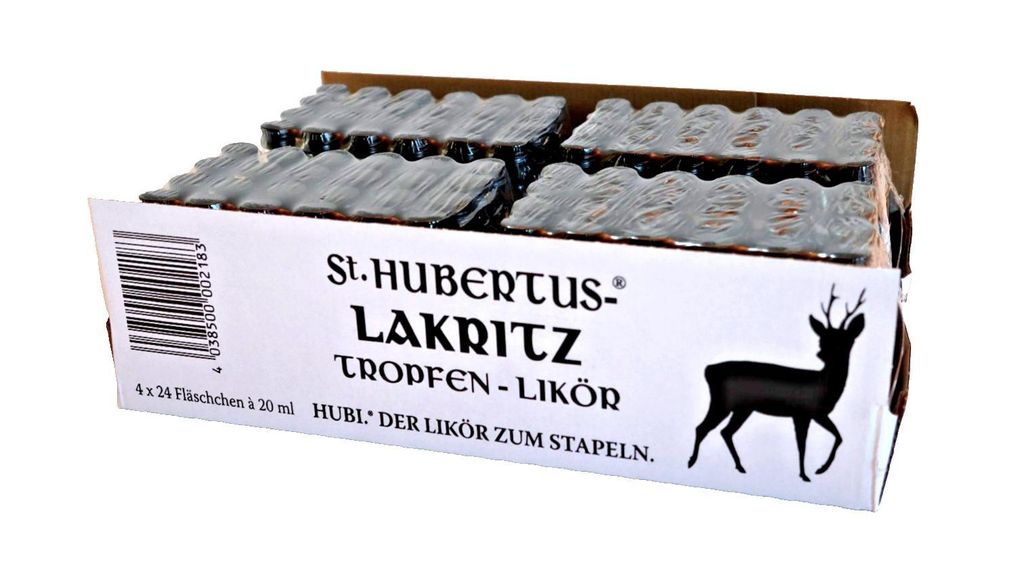 ST. Hubertus Lakritz Tropfen Likör 16 % Vol. 96 Flaschen x Produktbild 