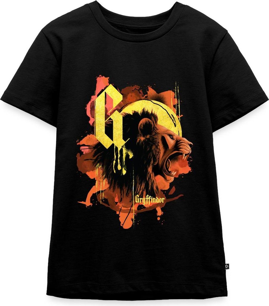 Spreadshirt Harry Potter Haus Gryffindor Wappentier Löwe Teenager Premium T-Shirt, 146/152 (10 Jahre), Schwarz