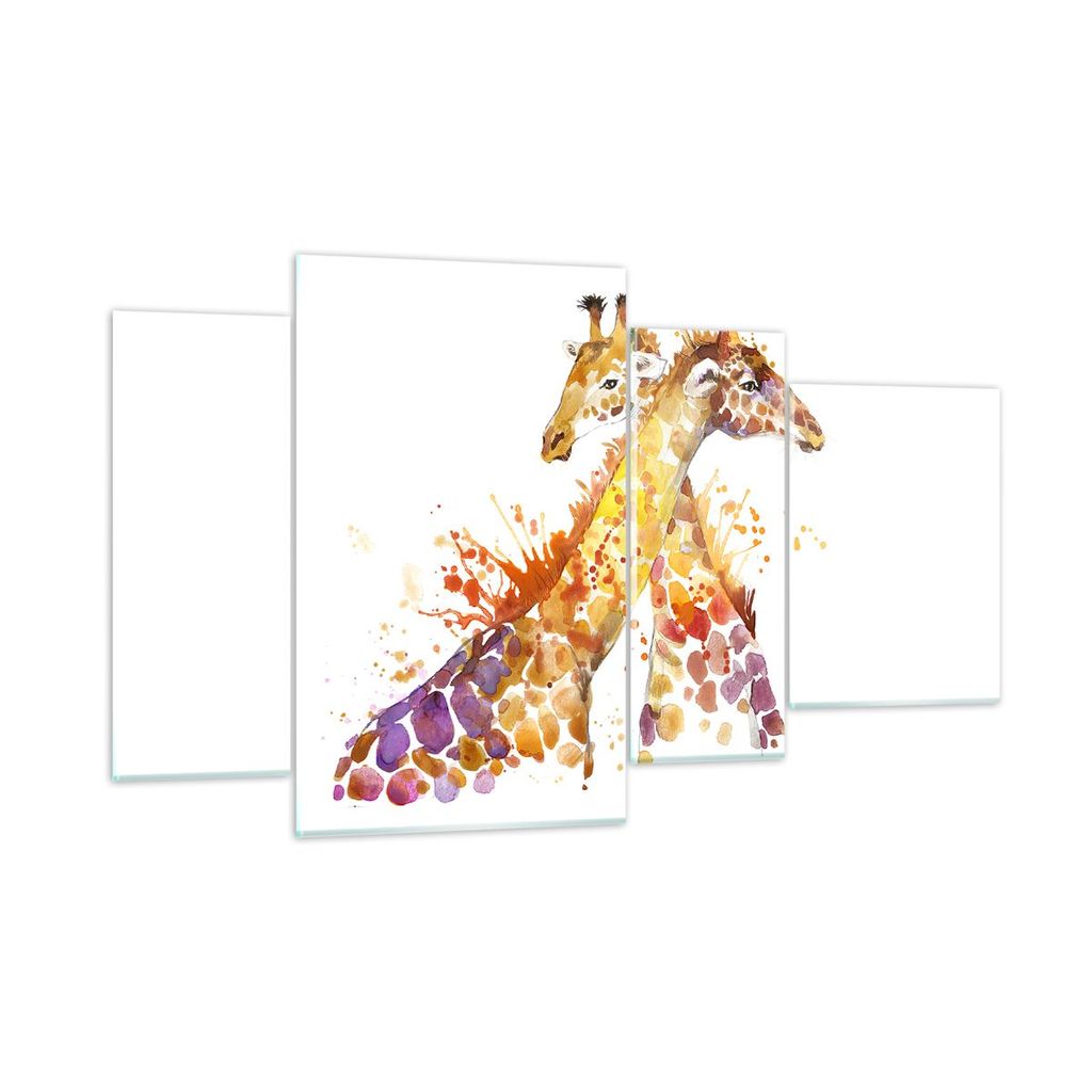 Bilder auf glas - Giraffen Tiere Kinder Safari - 120x70cm - Glasbilder - Wandbilder - Kunstdruck - zum Aufhängen bereit - Wanddekoration aus Glas ...
