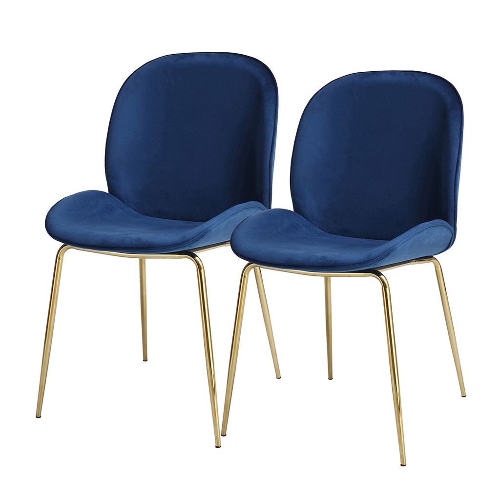 QIYANO Esszimmerstuhl 2er-Set Blau, Samt, Modern, Wohnzimmer, Küche, Weich