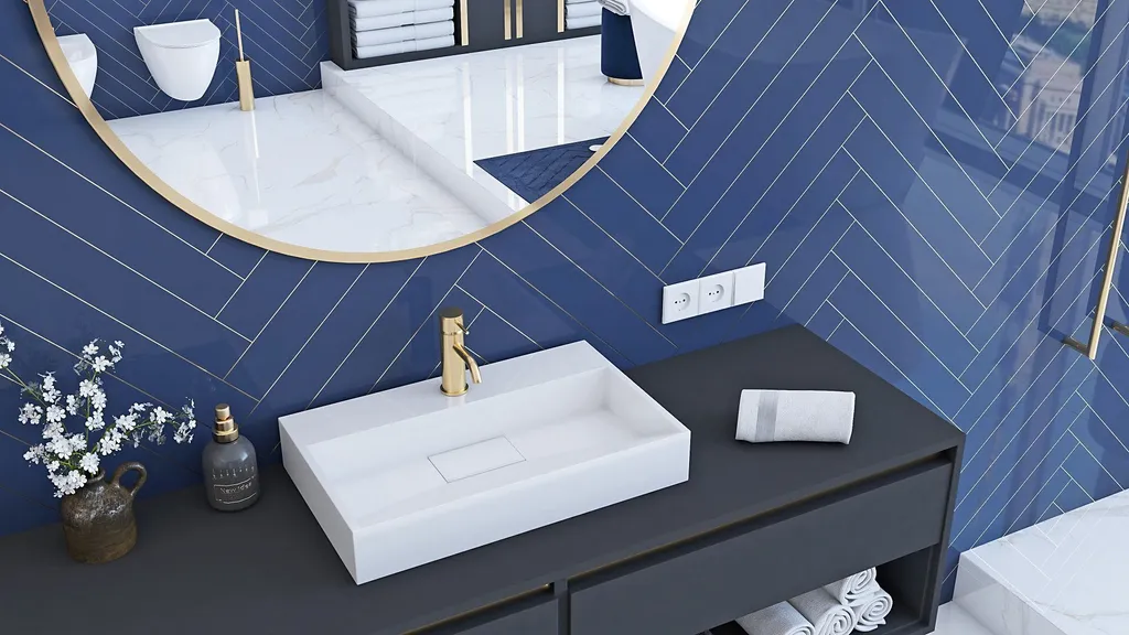 Lavabo d'Appoggio Rea Goya 50 White | Conglomerato per Bagno Luxury