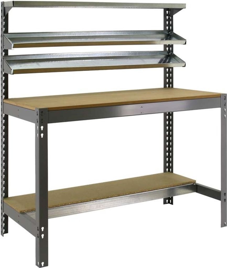 PROREGAL Werkbank BUFFALO mit Frontablage | HxBxT 84x90x61cm | Traglast 400kg | Grau