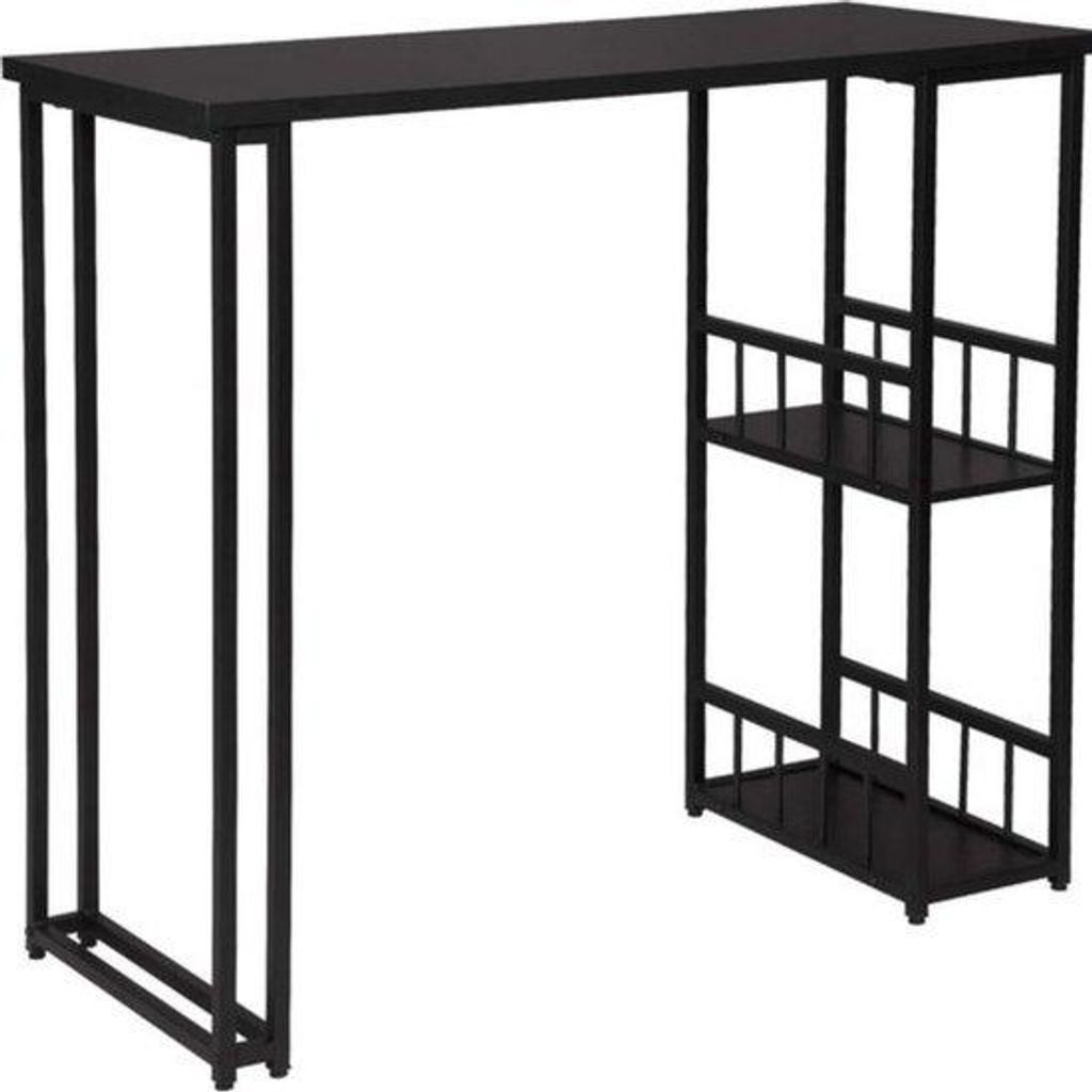 Rechteckige Bartafel - mit Aufbewahrungsraum - robust und stabil - stilvoll und praktisch - schwarz - 120x50x105 cm