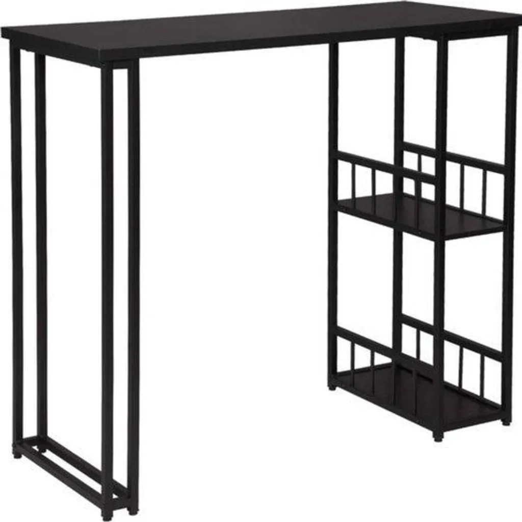 Table haute robuste et stable noire 120 cm avec compartiments intégrés