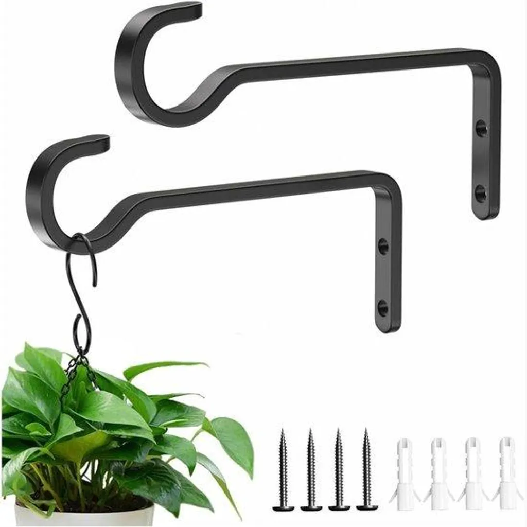 Lot de 2 crochets muraux en métal robuste pour plantes et mangeoires
