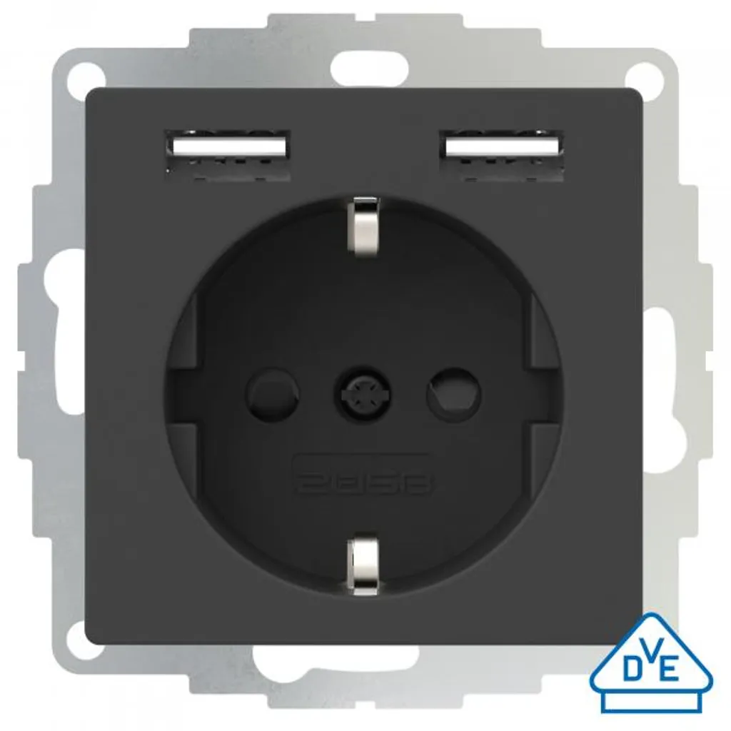 Chargeur mural 2USB inChargePRO AA 12W 2,4A : finition gris anthracite
