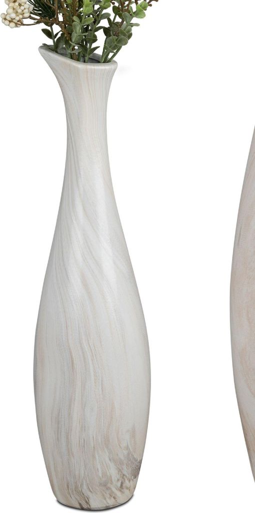 Deko Flaschenvase MARMOR rund H. 40cm creme braun Keramik Formano