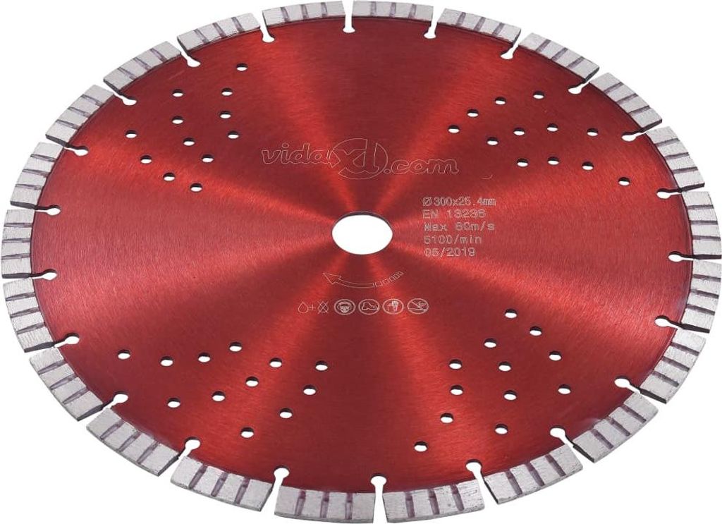 vidaXL Diamant-Trennscheibe mit Turbo und Löchern Stahl 300 mm