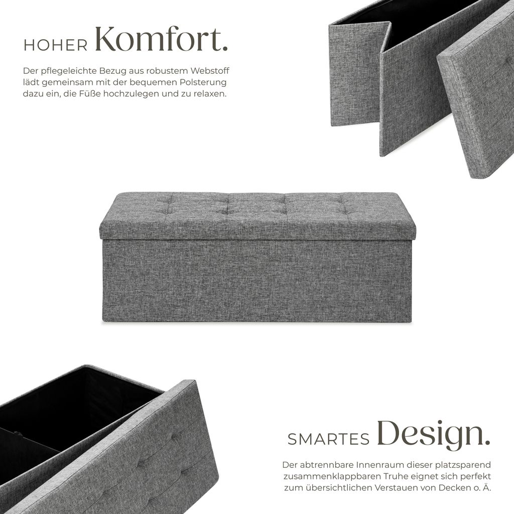 Sitzhocker mit Stauraum 110 x 38 x 38 cm Produktbild 3