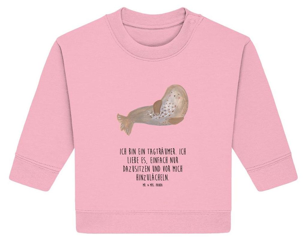 Mr. & Mrs. Panda Organic Baby Pullover Robbe Lachen 24. - 36. Monat - Baumwolle Pink - Geschenk, Robben, Strand, Lustige Sprüche, Meerestier, Nord...