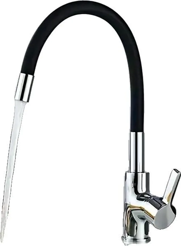 Robinet cuisine anti-éclaboussures chromé avec bec flexible maniable
