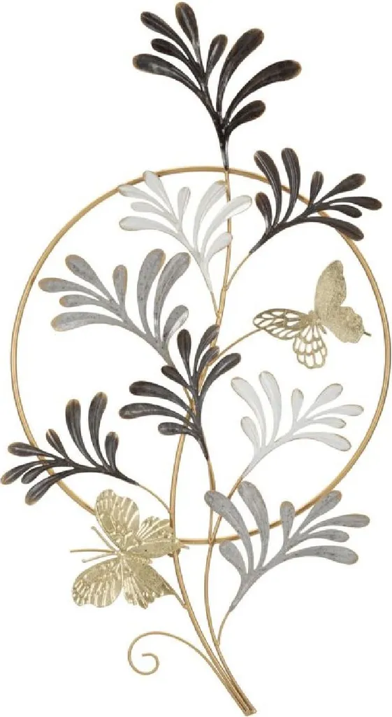 Mauro Ferretti Décoration Murale Lixy 50x92 cm Noir Blanc et Doré