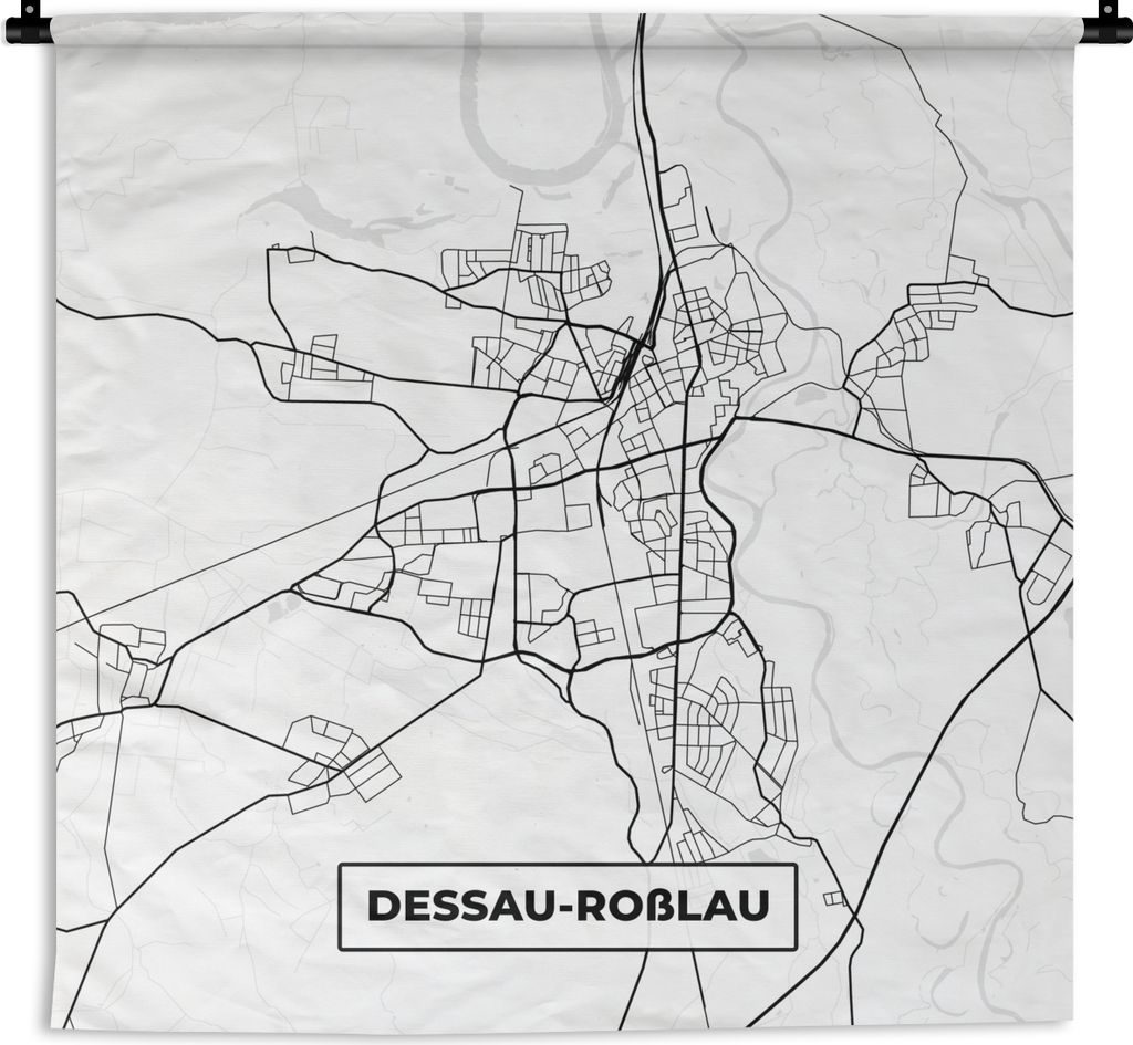 MuchoWow Wandteppich Wandbehang Dessau-Roßlau - Karte - Stadtplan - Wegbeschreibung 90x90 cm Tapisserie Dekoration Wandtuch - Wandaufhänger