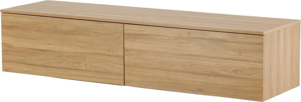 Support TV 160cm Frihamn pour Salon - Meuble Multimédia Chêne et Beige