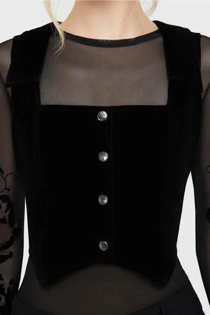 KILLSTAR Weste Abbraccio del Pipistrello M | Gilet Gothic Donna Nero