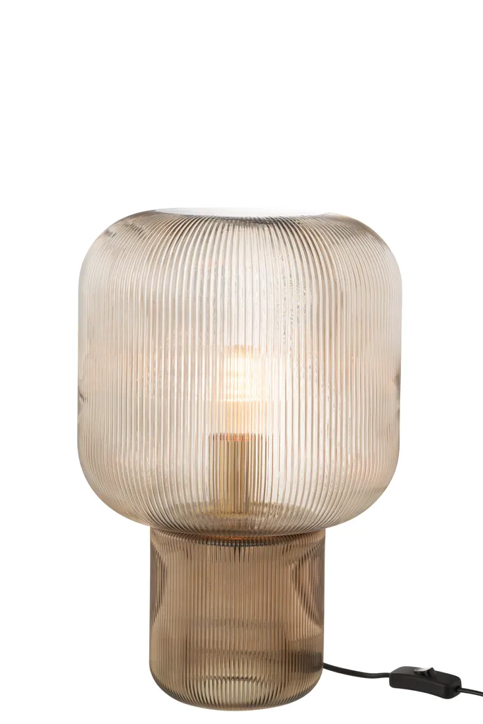 J-Line Lampe de Table Verre Brun Design Scandinave pour Salon Chic