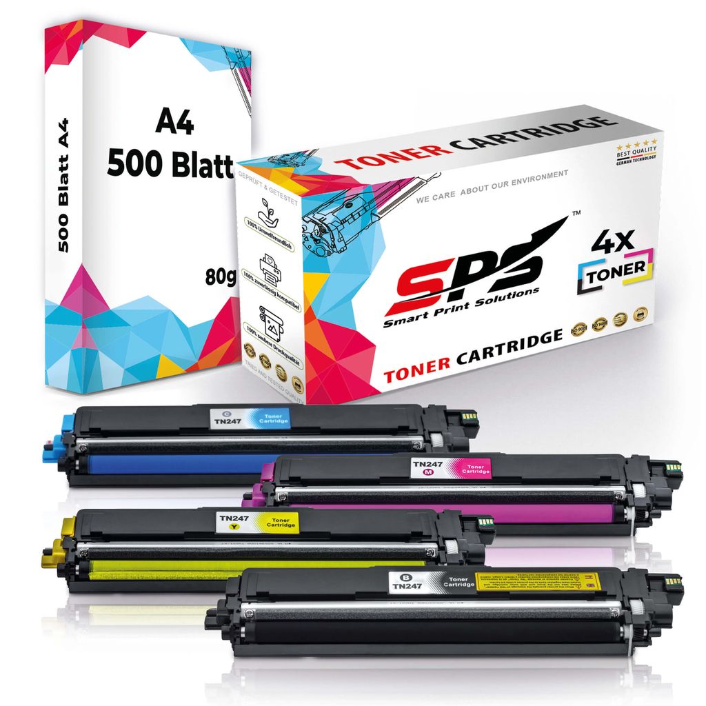 4x Toner TN-243BK TN-243C TN-243Y TN-243M kompatibel für Brother DCP-L3550CDW + DIN A4 Druckerpapier 500 Blatt