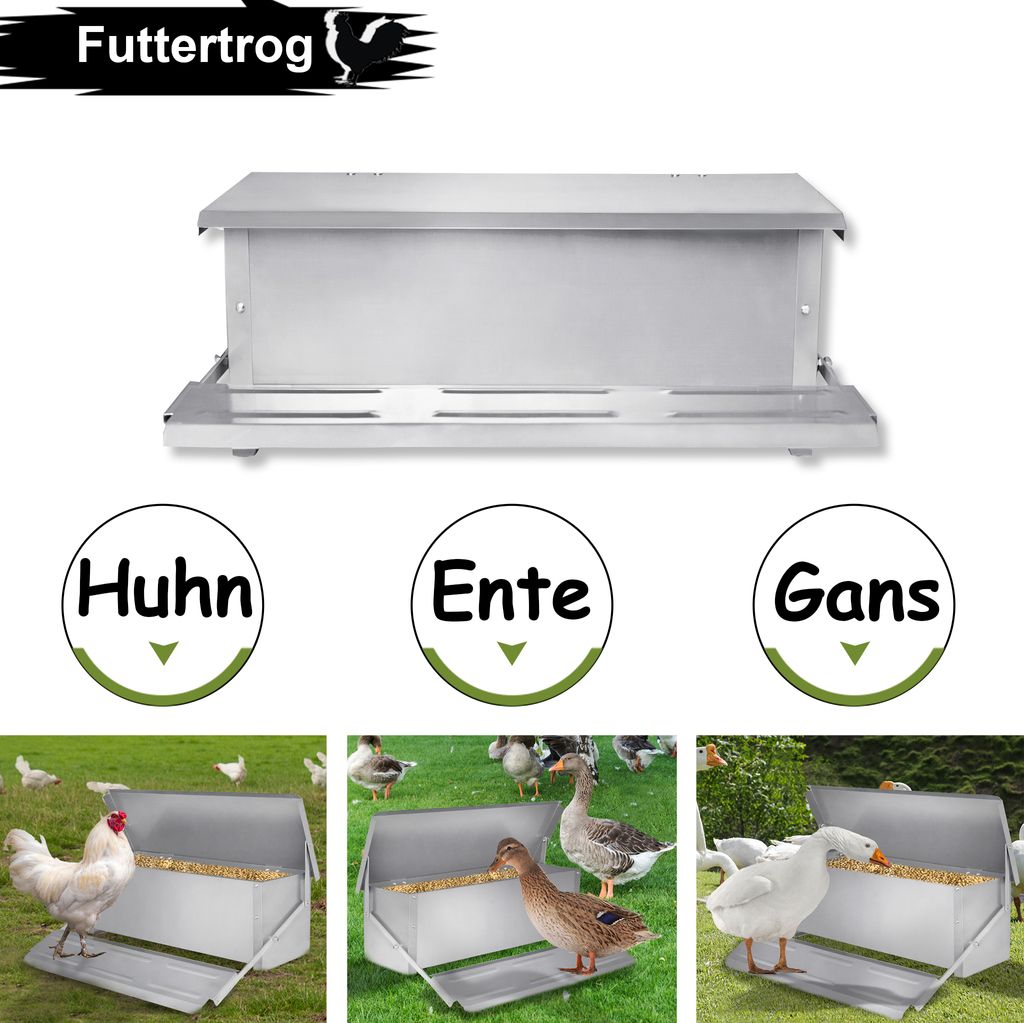 Produktbild von FIVMEN Futterautomat Mit Pedal Für Hühner – 5 Kg, Aus Metall, Wasserdicht, Automatischer Futtertrog – Tritt Drauf, Klappe Auf!