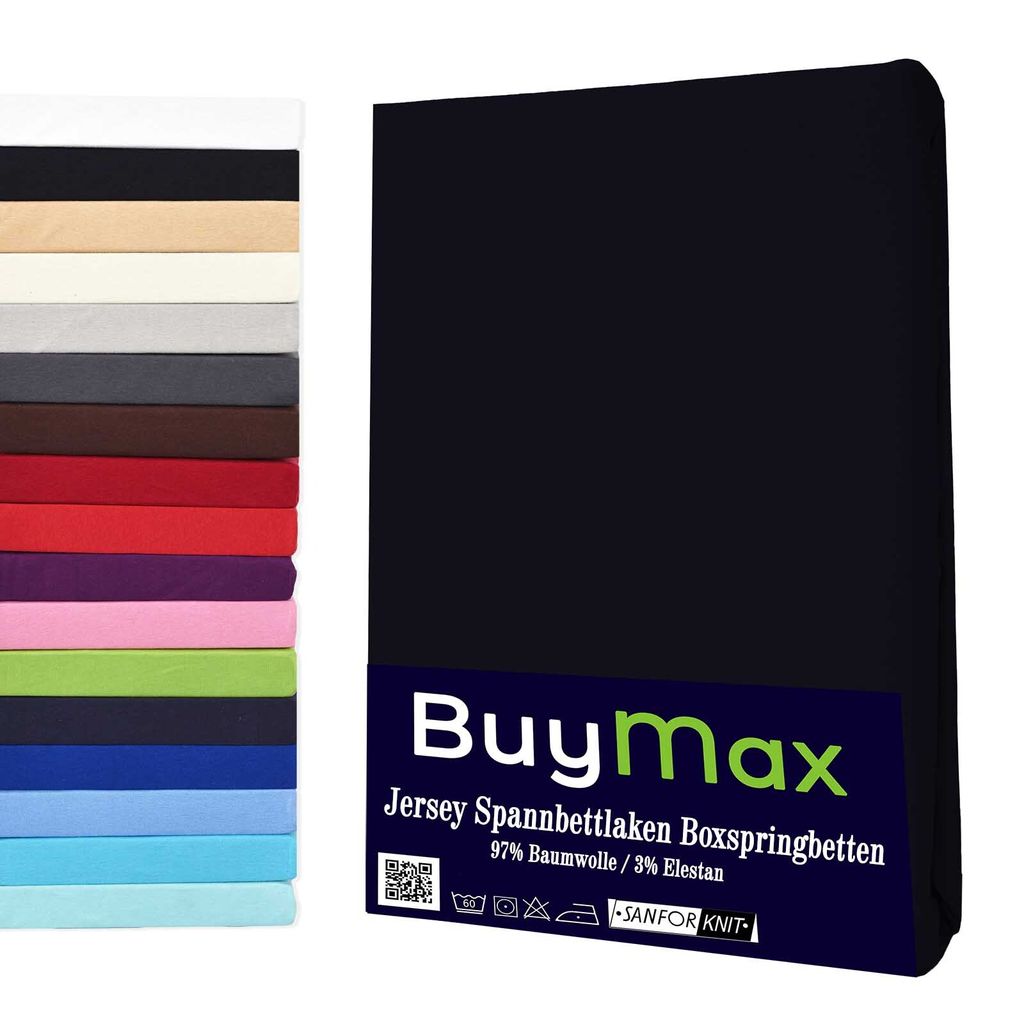 Buymax Spannbettlaken Wasserbettlaken Jersey Wasserbett Boxspringbett 180x200-200x220 cm 160g/m² Farbe: Schwarz