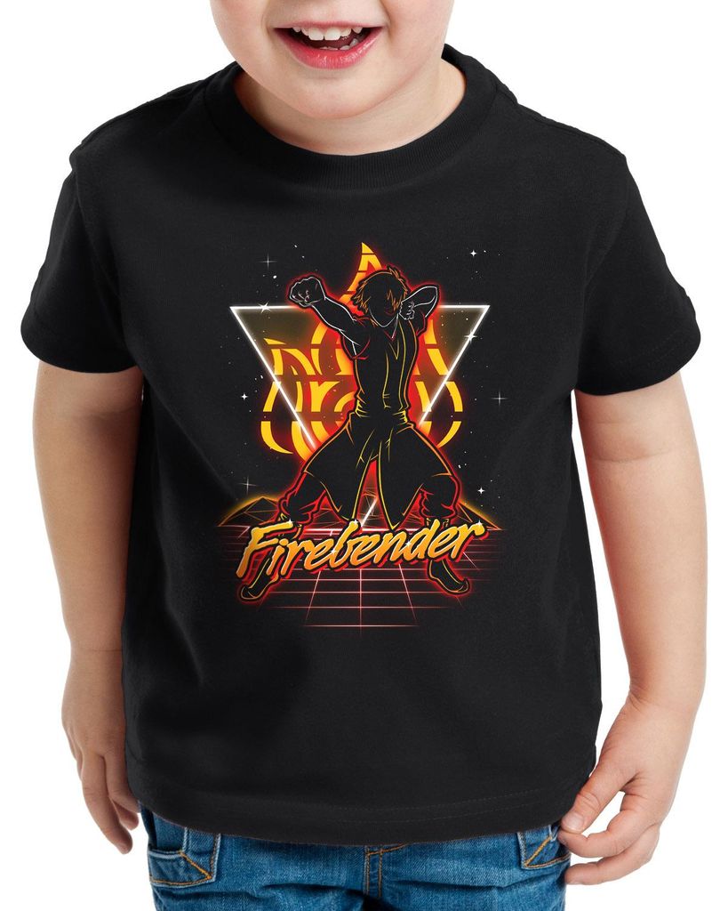 style3 Retro Firebender T-Shirt für Kinder