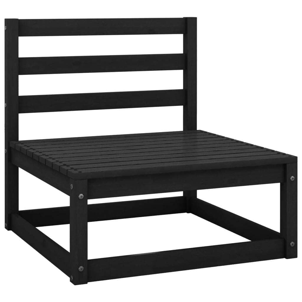 The Living Store Garten-Mittelsofa Schwarz Kiefer Massivholz
