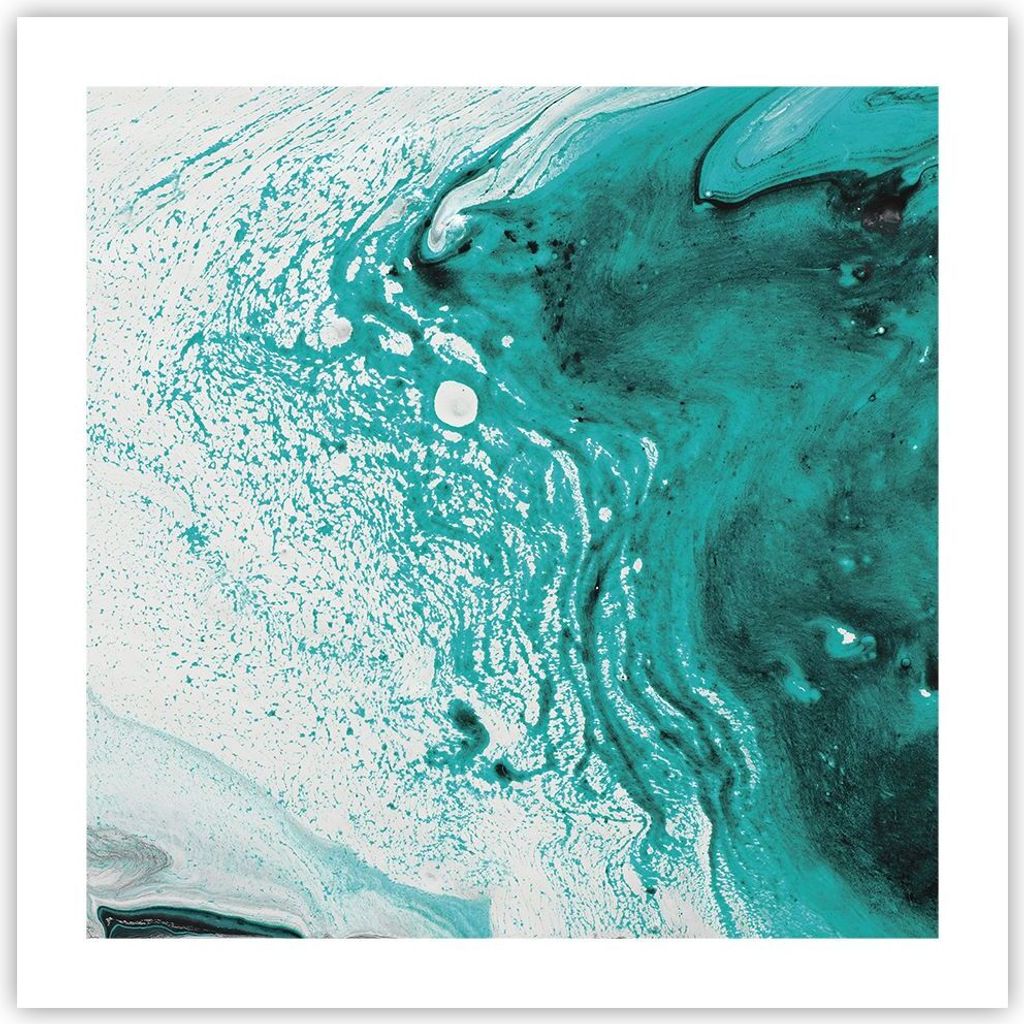 Poster - Poster ohne Rahmen - Abstraktion Türkis Flüssigkeit - 50x50 cm - Wand Bild - Wanddeko - Wandbilder - Kunstposter - Wandposter - Bilder -...