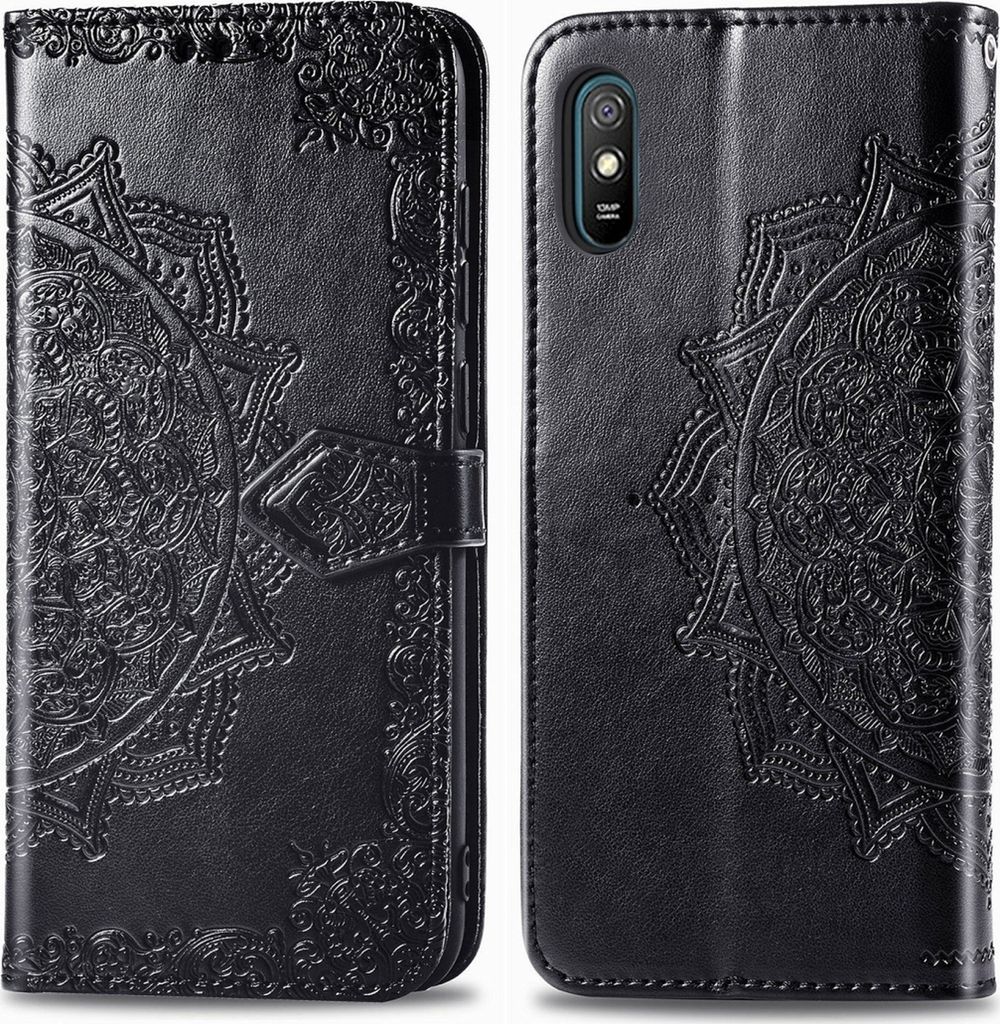 Mobigear Mandala Xiaomi Redmi 9A Hülle Klapphülle Geldbörse - Schwarz