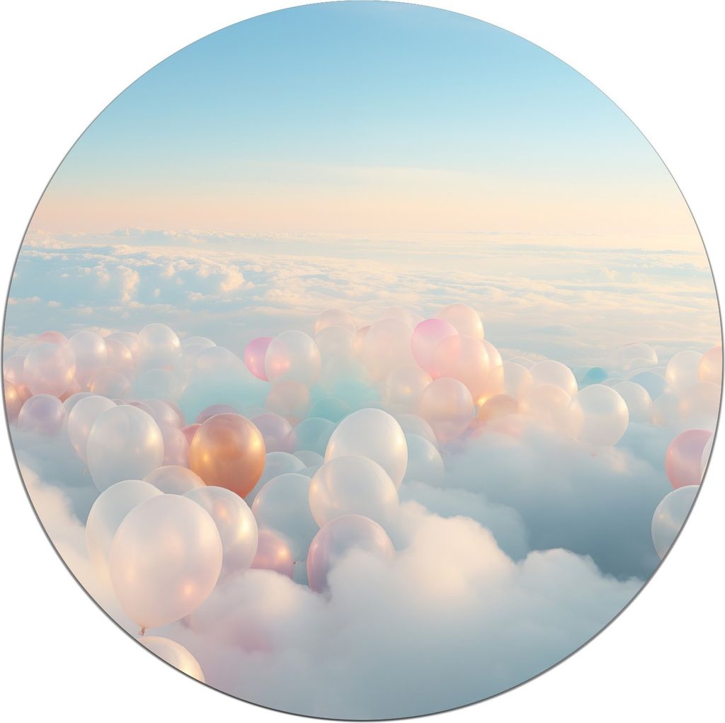 Wallario Premium Glasbild, freischwebende Optik, kräftige Farben, rund 50cm Durchmesser, Motiv Schwebende Träume