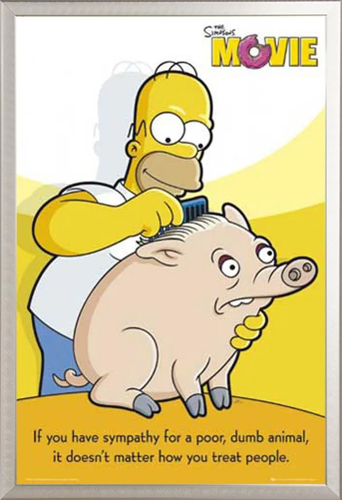 Poster I Simpson Animali Stupidi con Cornice Argento Shinsuke Maxi 91x61