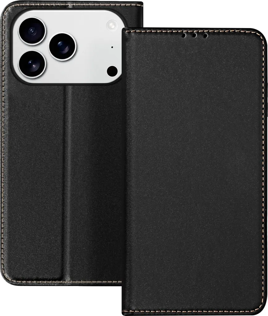 Cover iPhone 17 Pro Avizar Pelle Nera: Supporto Video e Porta Carte
