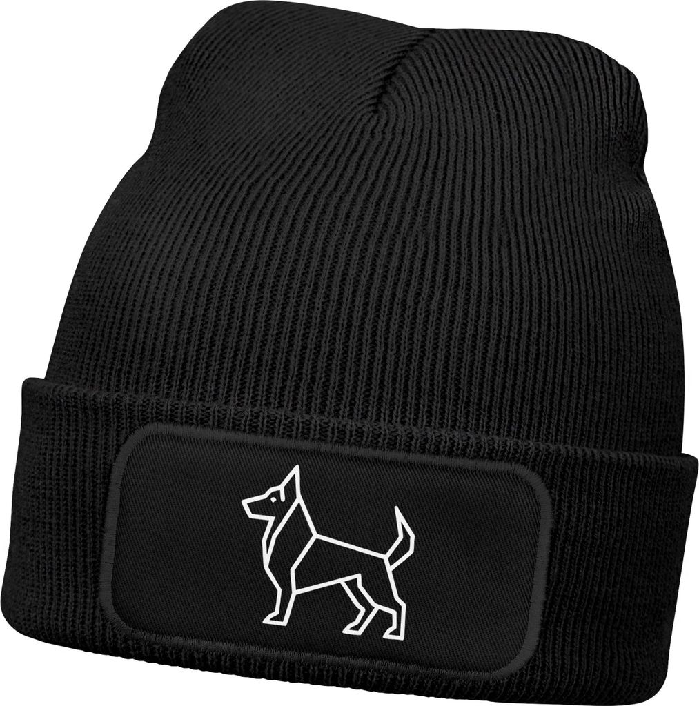 Herren Beanie Wintermütze Schäferhund Polygon Design Aufdruck lustig Geschenk Hundebesitzer Hundeliebhaber Mütze Männerr Moonworks