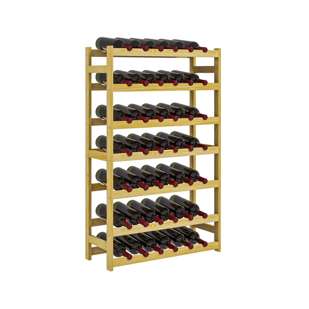 Botellero de Madera para 42 Botellas Botellero para Vino de 7 Niveles 63x25x102 cm Natural