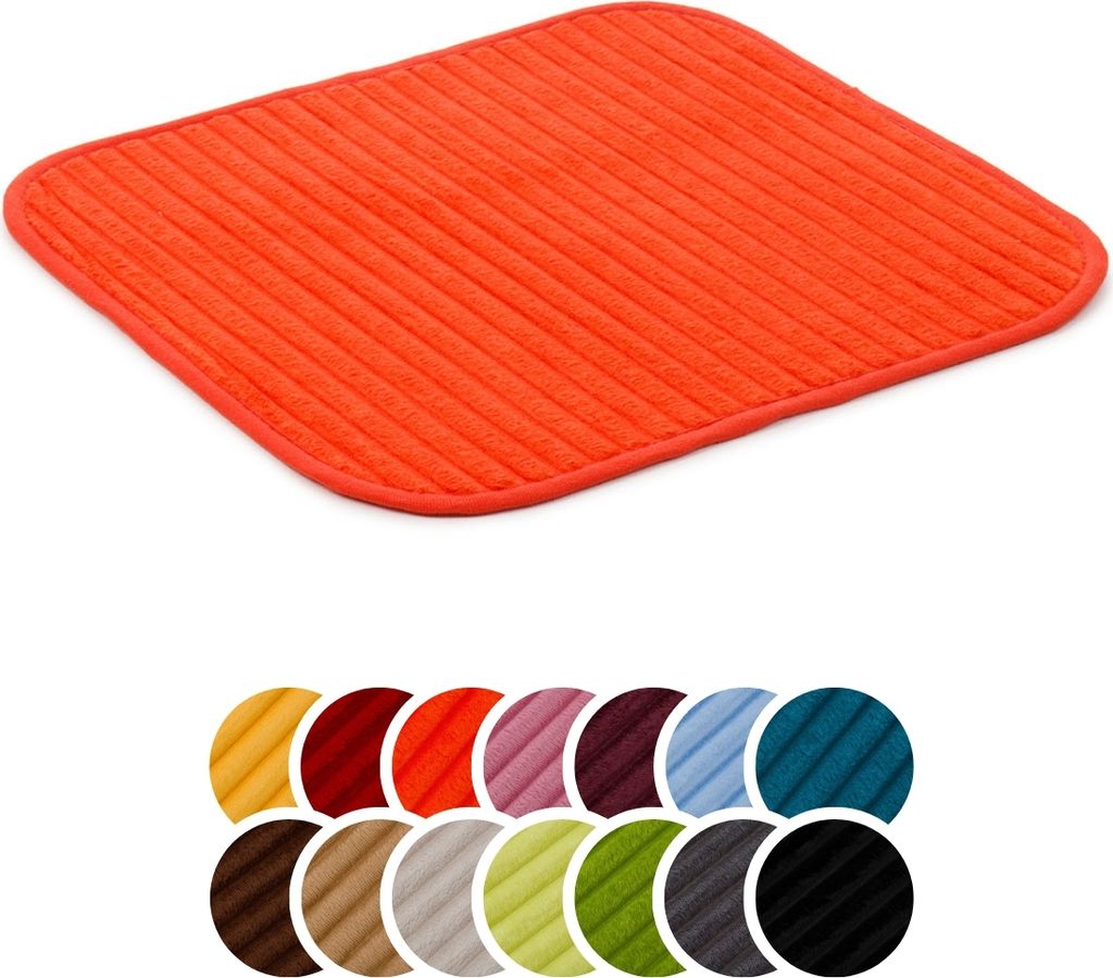 liebling Badteppich mit Anti-Rutsch-Beschichtung aus PVC Noppen, Cord-Optik, 100% Polyester, 50 x 45 cm, Fußbodenheizung geeignet, orange