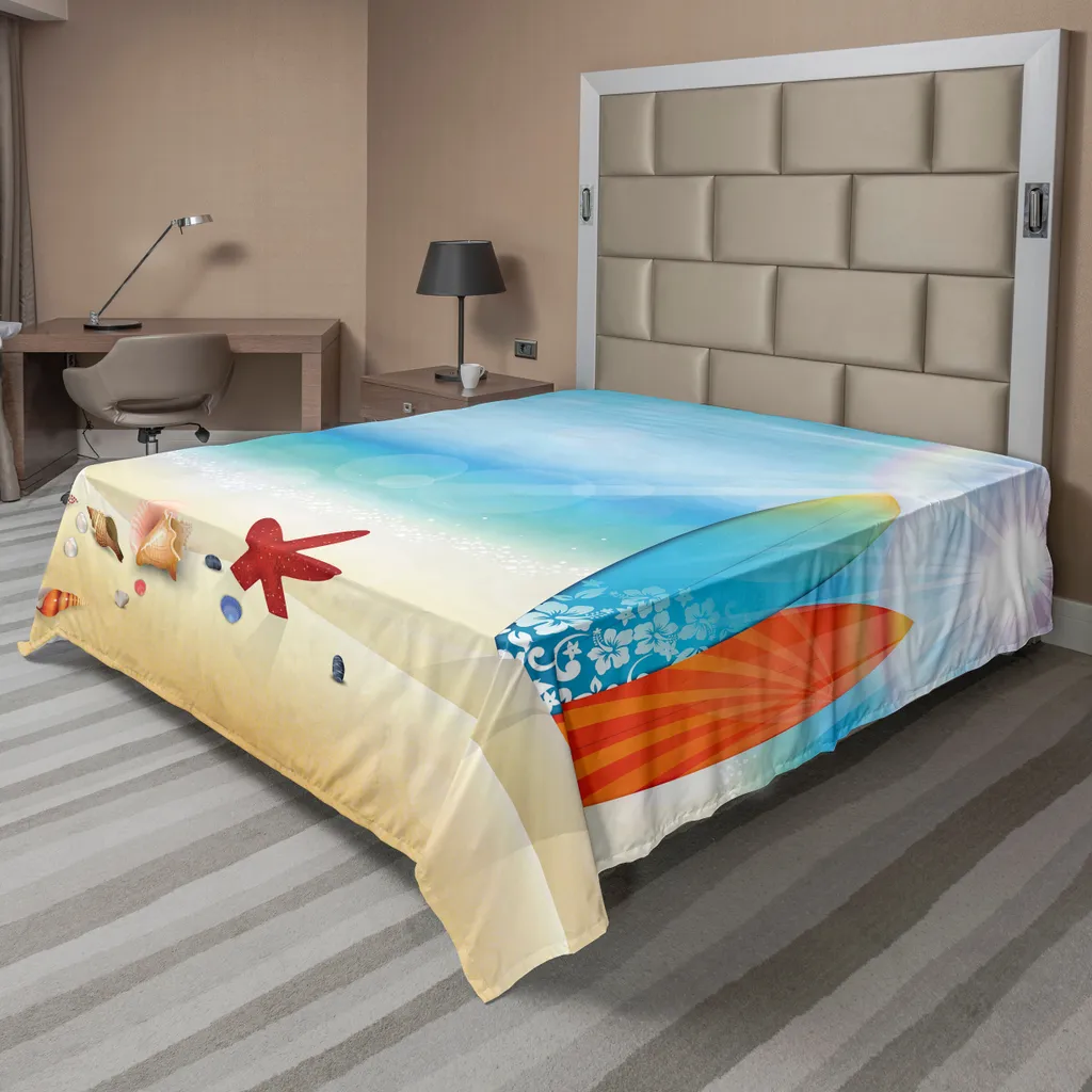 Drap de lit été motif vacances pour chambre adulte 275 x 260 cm multicolore