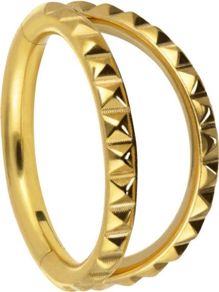 Ohrpiercing, Nasenpiercing, Septum Piercing Titan Segmentring Clicker 2 RINGE + NIETEN Gold Innendurchmesser: 12 mm