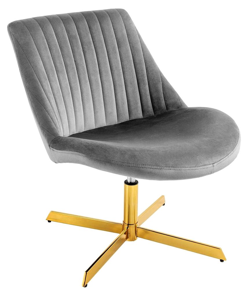 360° drehbarer Loungesessel - grau Gold - Samt Stahl