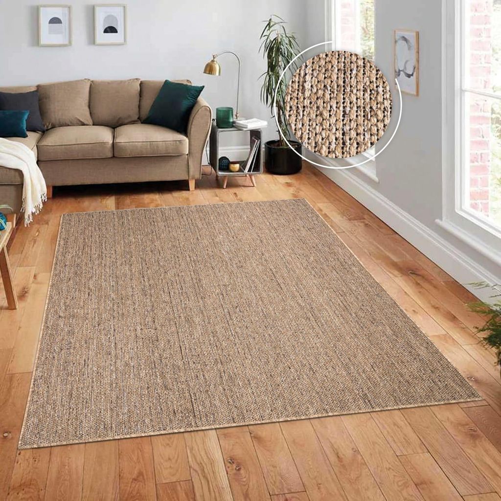 Teppich Kurzflor meliert Wohnzimmer schmutzabweisend Beige Rechteckig 200x280 | 100% Polypropylen, Rücken aus Polypropylen | pflegeleicht, waschbar