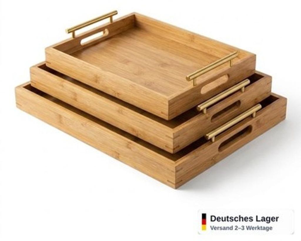 Serviertablett 3er Set rechteckig stapelbar Produktbild 