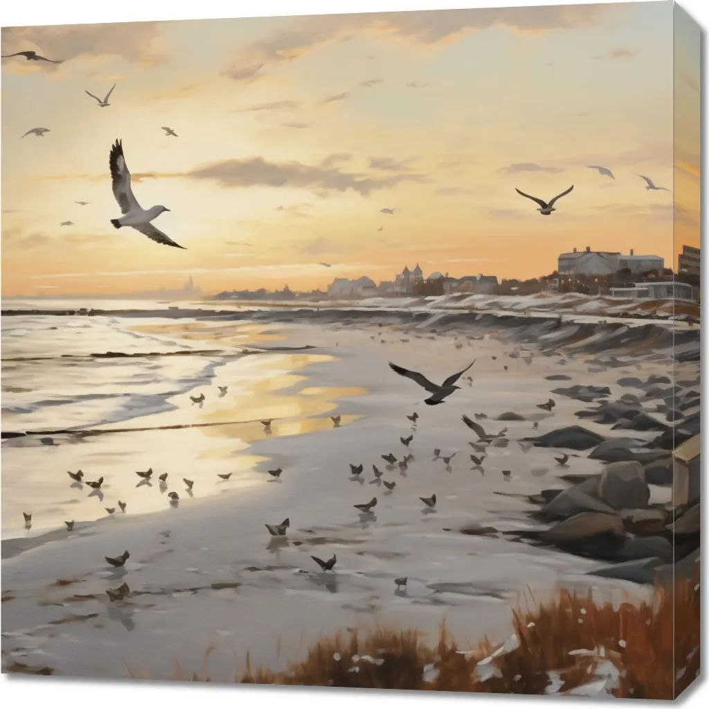 Quadro Moderno Mare Tramonto 70x70 | Arredo Parete Canvas Artistico