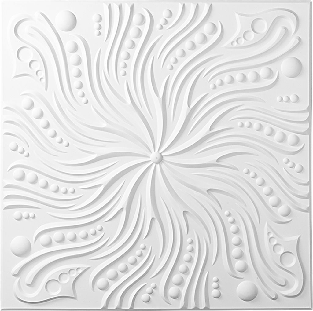 1 Stück - Deckenplatte | Polyurethan| stoßfest | Perfect | 61x61cm | B4006