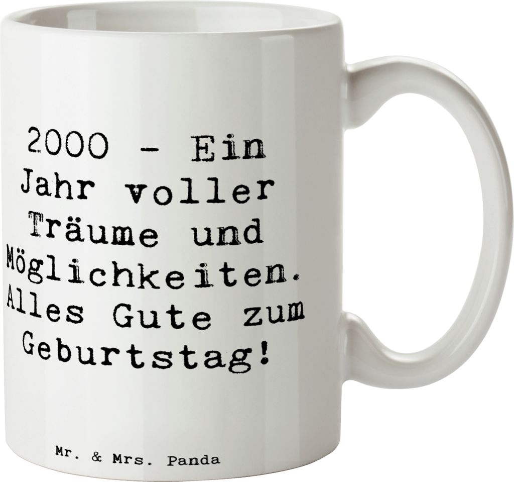 Mr. & Mrs. Panda Kaffeetasse Spruch 2000 Geburtstagsträume - Weiß - Geschenk, Kaffeepott, Jahr Geburtstag, Geburtsjahr, Millennium, Geburtstagsge...