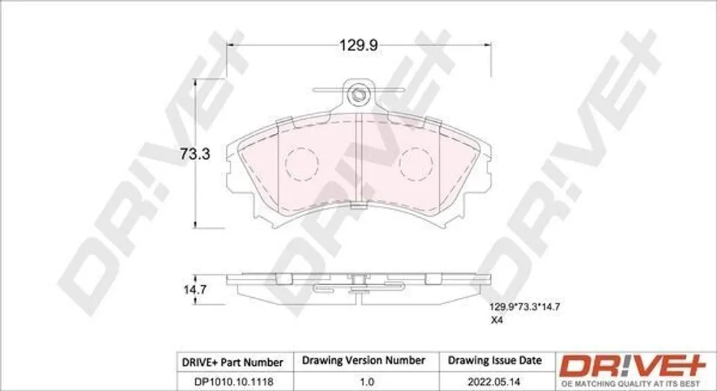 Jeu plaquettes de frein 4605A734 pour Forfour 454 - Dr!ve+ DP1010.10.1118