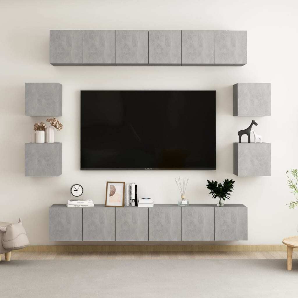 Maison Exclusive - 10-tlg. TV-Schrank-Set Betongrau Holzwerkstoff