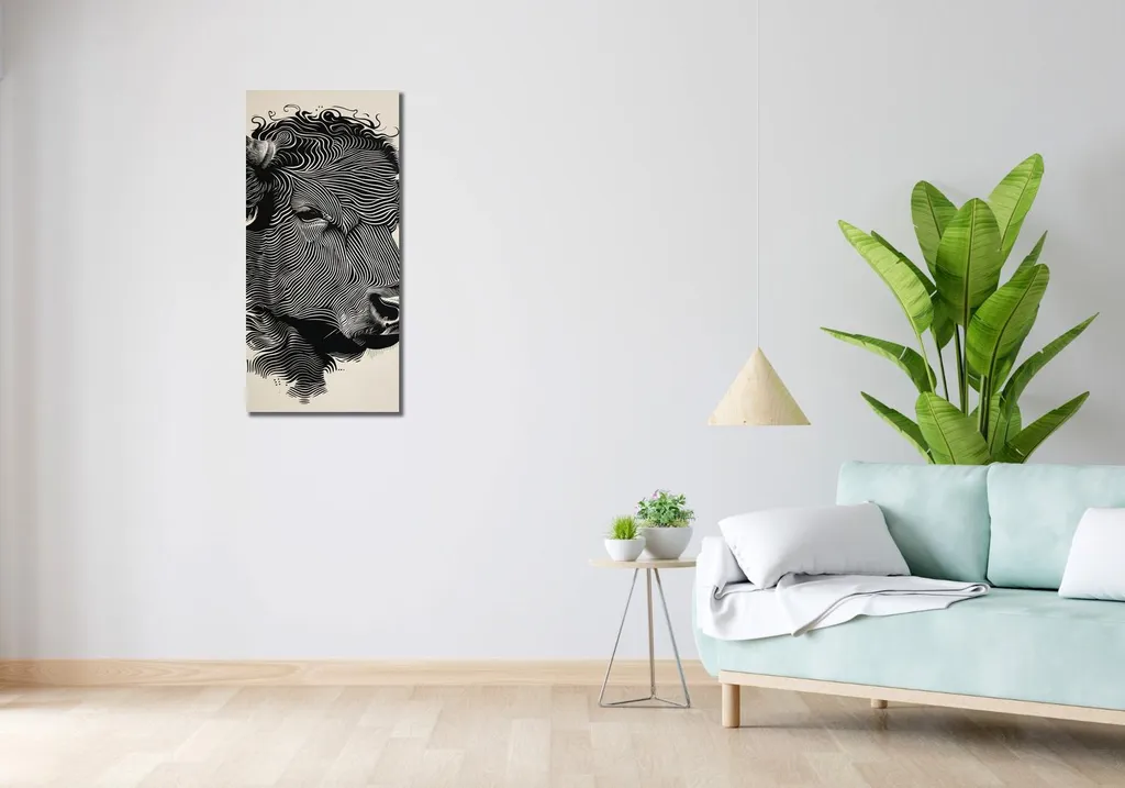 Tableau Taureau multicolore 40x90 cm - Décoration murale verticale - 2