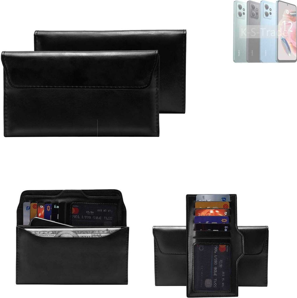 K-S-Trade Handy Hülle kompatibel mit Xiaomi Redmi Note 12 4G Schutz Hülle Tasche Schutz Case Handytasche Kunstleder schwarz, 1x