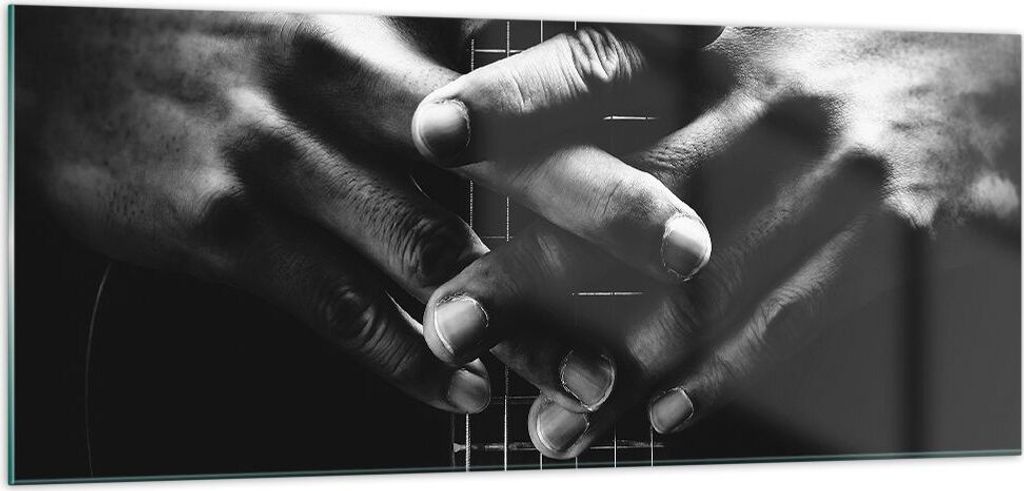 Bilder auf glas - Einteilig - Gitarre Musiker Musik - 100x40cm - Glasbilder - Wandbilder - Bilder - zum Aufhängen bereit - Wanddekoration aus Glas...