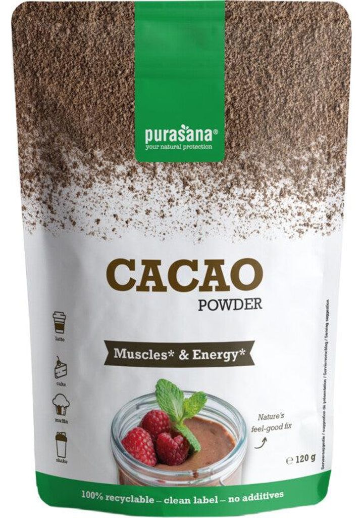 Purasana Cacao Pulver 120g – , Rohkost, Antioxidantien, Produktbild 